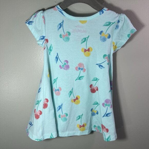 Disney Baby Girls Fit&Flare Dress, Light Blue w Minnie Mouse Cherry Pattern, 12M - Picture 1 of 5